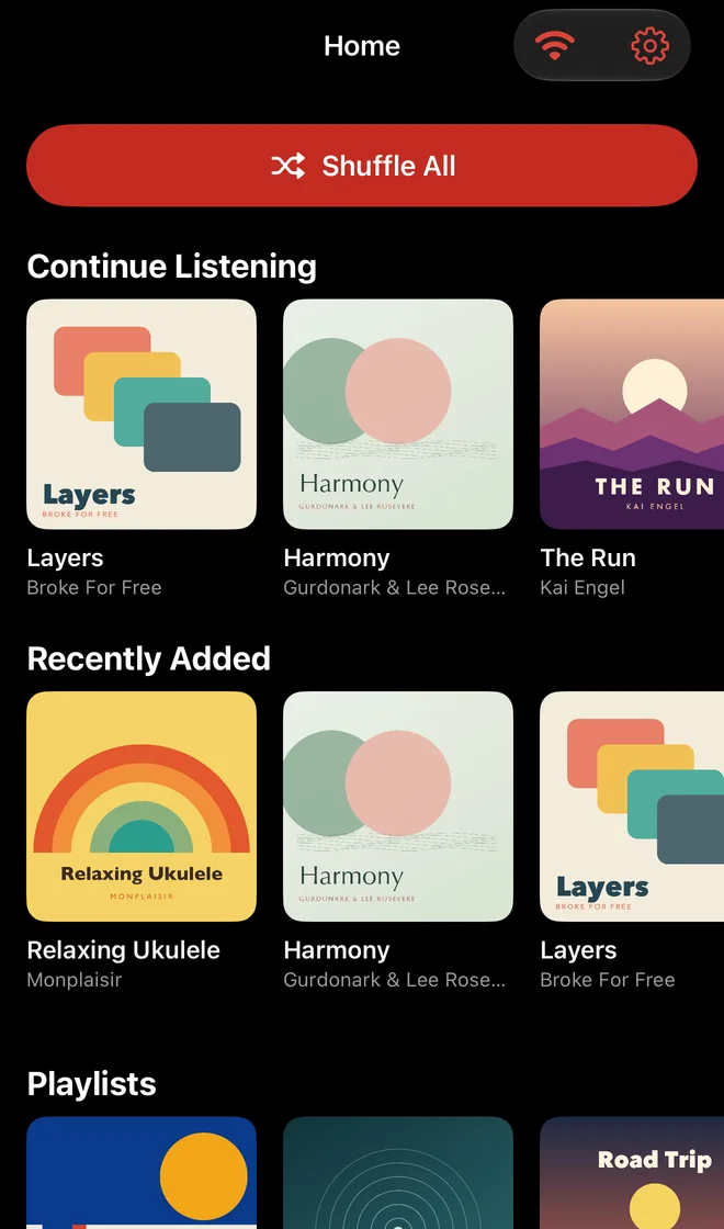 The Music app on iPhone: home with continue listening and recently added